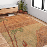 handmade Modern Gabbeh Blue Green Hand Knotted RECTANGLE 100% WOOL area rug 6  x 9